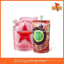 Stand up plastic biodegradable bag for liquid with nozzle spout